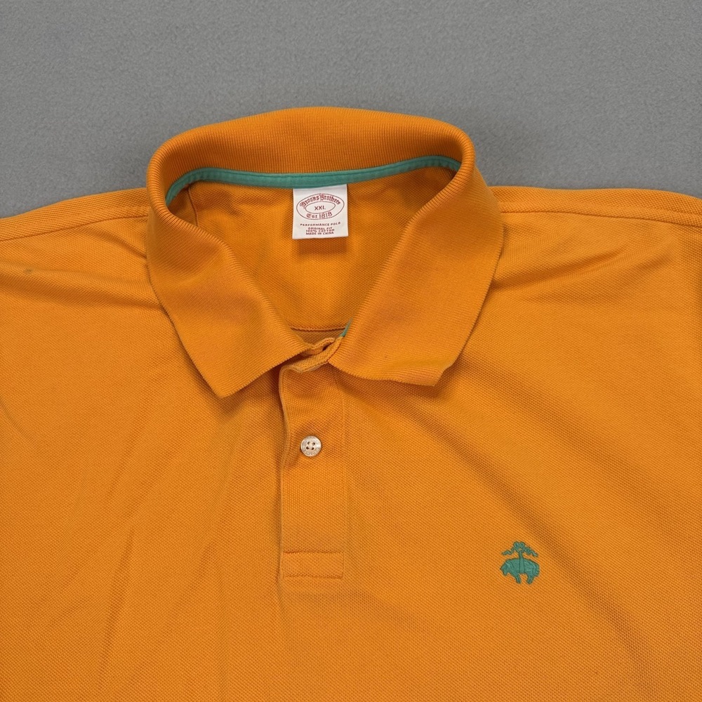 Brooks Brothers Men's Performance Polo Shirt Size XXL Orange 2-Button Cotton - Picture 6 of 16